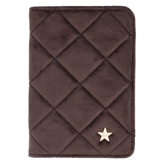 DARK Velvet Quilted Passport Cover Chocolate Brown