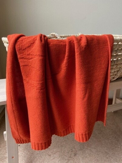 Pledd 100% merino lammeull "orange" Teddy for barn