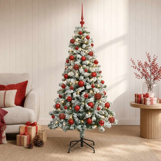 vidaXL Kunstig juletre med kuler 120 cm 150 LED-lys Varmhvit