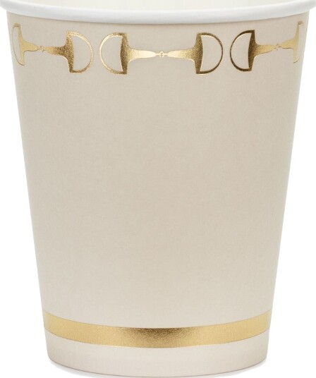 6 stk Beige Pappkrus 220 ml Gull Stigbøyle Hest