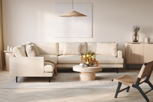 Menard 6 seters Venstrevendt L formet Hjørnesofa i Manchester Beige