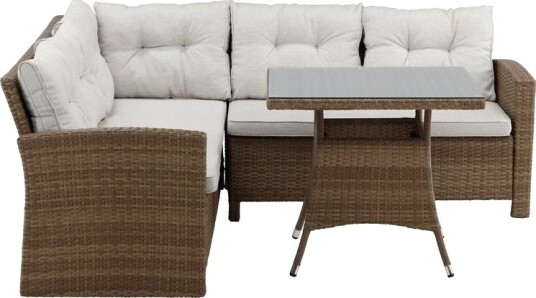 Venture Design Watford sofagruppe Natur med natur pute 3-seterende, 2-seterende & bord 80x80 cm Natur