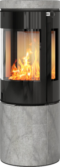 Rais Juno L 120 med kleberstein svart vedovn med sideglass og glassdør Rais Juno L 120 med kleberstein svart vedovn med sideglass og glassdør