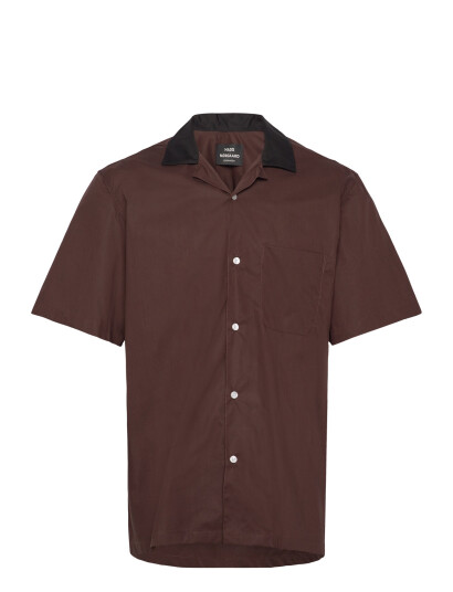 Mads Nørgaard Organic Cotton Poplin Kenji Shirt Ss - Brown - M