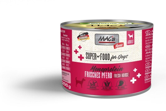 Mac'S Mono Super Food For Dogs Hest 200G Våtfôr