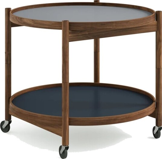 Brdr. Krüger Bølling Tray Table model 60 rullebord water, oljet valnøttstativ