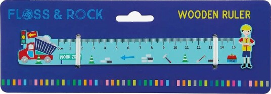 Floss & Rock Wooden Ruler - Construction - YELLOW - 30X4X1
