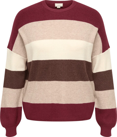 ONLY Carmakoma Caratia L/S Stripe Pullov Knt Noos Burgundy 50 52 ONLY Carmakoma Caratia L/S Stripe Pullov Knt Noos Burgundy 50 52