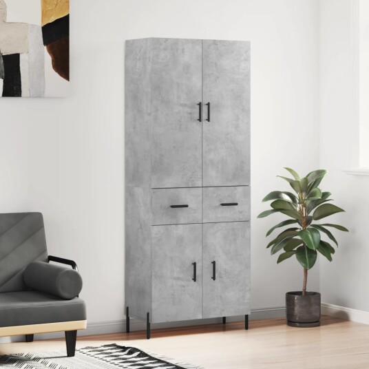 Highboard betonggrå 69,5x34x180 cm konstruert tre Highboard betonggrå 69,5x34x180 cm konstruert tre
