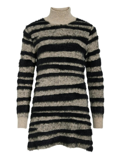 Vila Vialda L/S Highneck Knit Dress/Ka - Beige - XXL