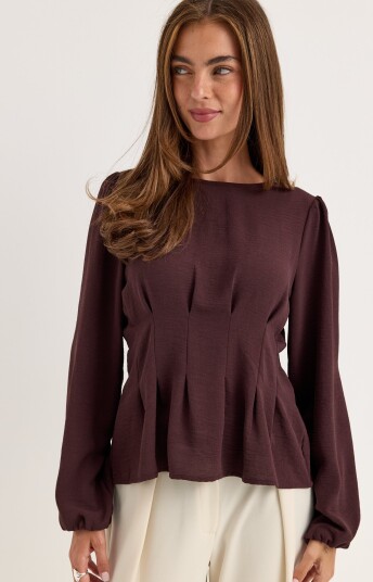 Bubbleroom Crepe Pleated Blouse