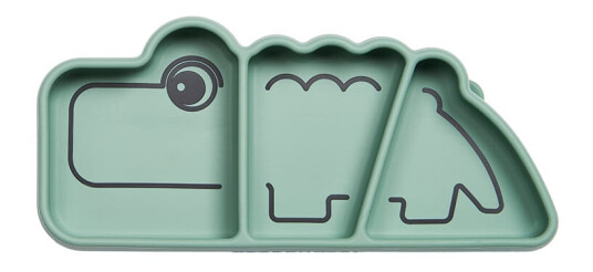 Done By Deer Silikon Stick & Stay Snackplate Croco Grønn