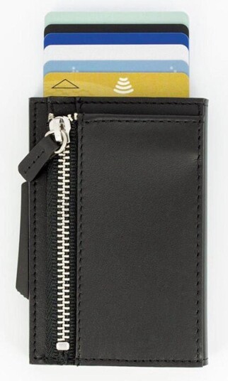 Ögon Cascade Premium Zipper Wallet Black Titanium