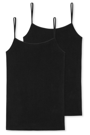 Schiesser 2-Pack Spaghetti topp svart Størrelse: 40 Kvinner
