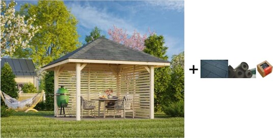 Paviljong Palmako Bianca 8,3 m2 Sett 102 med Shingel Papp og Spiker