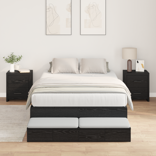 lagringsengramme svart eik 120x200 cm