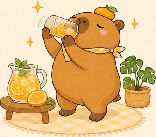 Plakat Kapybara med limonade