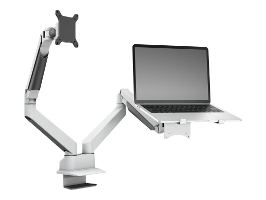 Multibrackets M VESA Gas Lift Arm Dual Arm w. Laptop Holder - monteringssett - for LCD-skjerm / notebook - hvit Multibrackets M VESA Gas Lift Arm Dual Arm w. Laptop Holder - monteringssett - for LCD-skjerm / notebook - hvit