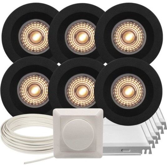 Namron Downlightpakke Alfa Soft Matt Sort 6 Pk