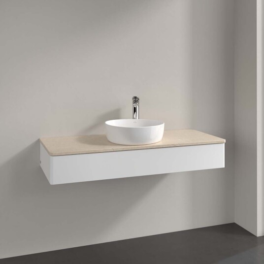 Villeroy & Boch Antao Servantskap med 1 skuff 120x50x19 cm u/lys Hvit Matt/Crème Villeroy & Boch Antao Servantskap med 1 skuff 120x50x19 cm u/lys Hvit Matt/Crème