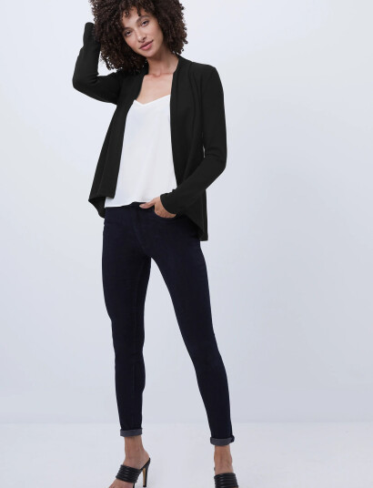 French Connection Josie Jersey Drape Front Jckt - Black - M French Connection Josie Jersey Drape Front Jckt - Black - M