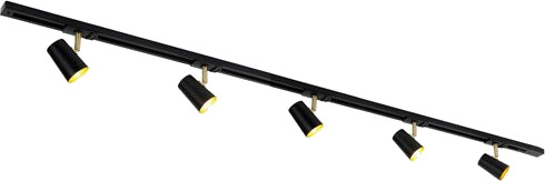 Trackline Conic Spotskinne 1,5 meter m/5 Spotter Sort/Gull