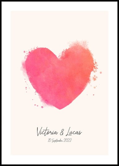 Watercolor Heart Personalized Plakat Plakat / 30x40cm