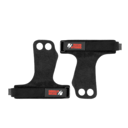 2-Hole Leather Lifting Grips, black, small 2-Hole Leather Lifting Grips, black, small