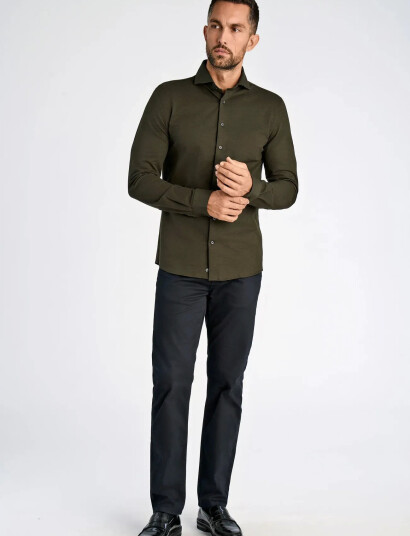 Lindbergh Black Piqué Knitted Shirt L/S - Green - XXL Lindbergh Black Piqué Knitted Shirt L/S - Green - XXL