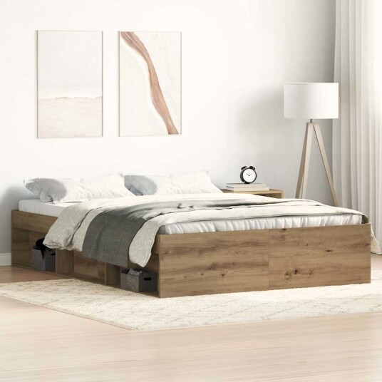Sengeramme uten madrass artisan eik 135x190 cm konstruert tre 3329316 Sengeramme uten madrass artisan eik 135x190 cm konstruert tre 3329316