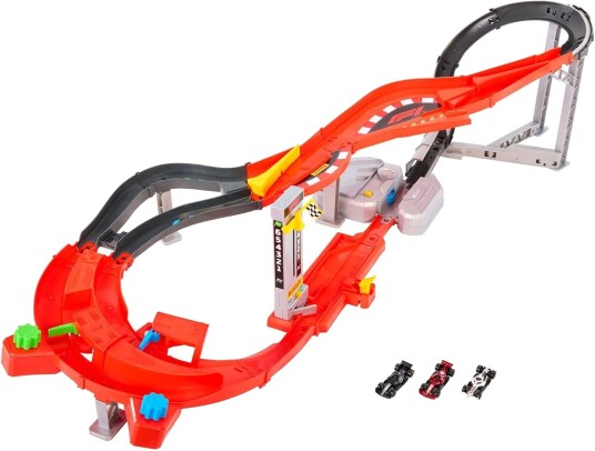 Hot Wheels F1 Jmc90 Bilbanesett, 3 Biler, 1:64-Skala, Downhill Circuit Race