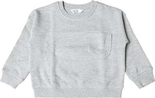 Mango Oversized Sweatshirt With Pocket   LT PASTEL GREY   104