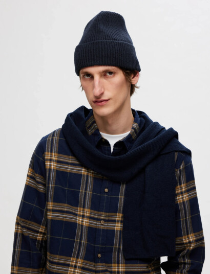 Selected Slhmason Merino Wool Beanie - Navy - ONE SIZE Selected Slhmason Merino Wool Beanie - Navy - ONE SIZE