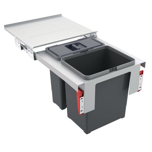 Franke Sorter Garbo 45-2 kildesorteringssystem, 12l + 18l, grå Franke Sorter Garbo 45-2 kildesorteringssystem, 12l + 18l, grå