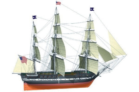 1:100 USS Constitution Skrog i tre