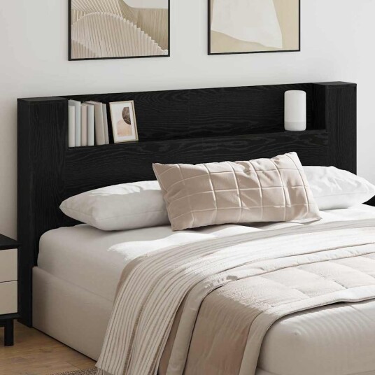  Hodegavl med hylle Svart Eik 180 x 17 x 104,5 cm Konstruert tre