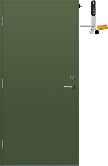 Ytterdør Bygg1 Moss med Yale Entrus BxH: 110x210 cm, Venstre, NCS S-6020-G30Y, Grønn, Yale Sølv Ytterdør Bygg1 Moss med Yale Entrus BxH: 110x210 cm, Venstre, NCS S-6020-G30Y, Grønn, Yale Sølv