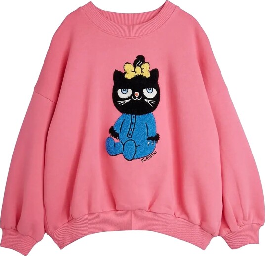 Mini Rodini Cat Chenille Sweatshirt Pink 68/74 Mini Rodini Cat Chenille Sweatshirt Pink 68/74