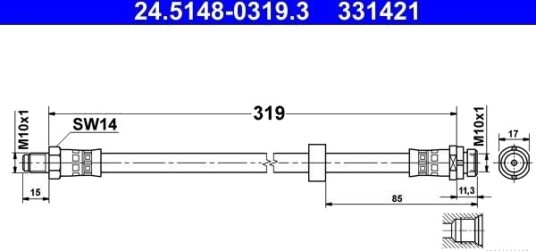 ATE 24.5148 0319.3 Bremseslange ATE 24.5148 0319.3 Bremseslange