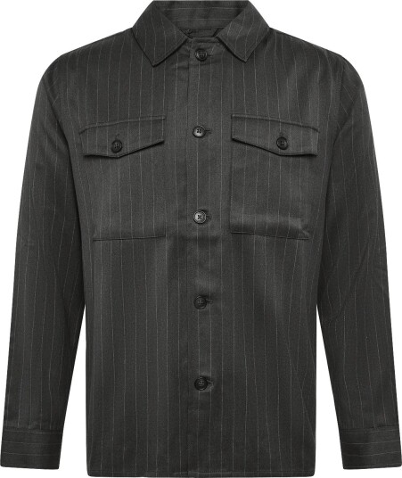 Lindbergh Striped Superflex Overshirt DK GREY MEL XXL
