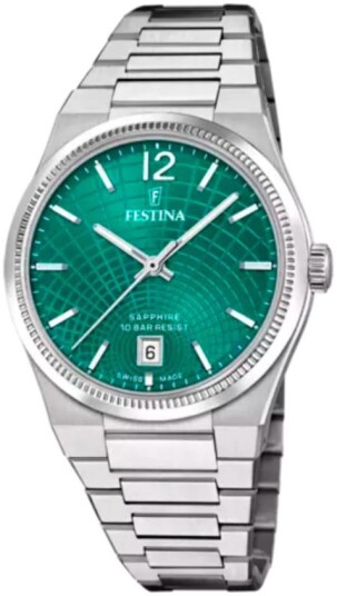 Festina Dameklokke F20052 6 Swiss Made Grønn/Stål Ø35 mm Festina Dameklokke F20052 6 Swiss Made Grønn/Stål Ø35 mm