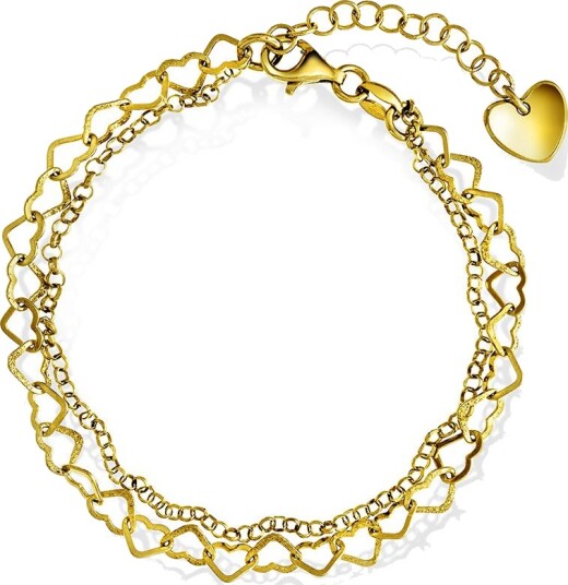 Pan Jewelry Armbånd i 925 forgylt sølv med hjerter