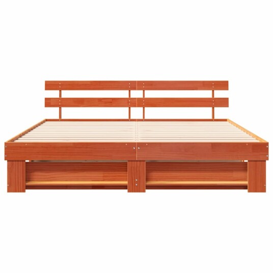  Sengestamme med hodegjerde Brun 200 x 200 cm Heltre furu