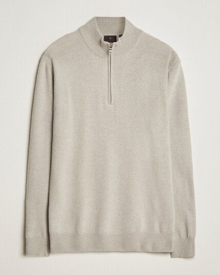 Oscar Jacobson Patton Wool/Cashmere Half Zip Light Beige Oscar Jacobson Patton Wool/Cashmere Half Zip Light Beige