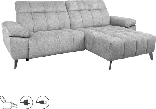 Hjørnesofa HOME4YOU Luzern elektrisk recliner Lys grå Høyre hjørne lysegrå
