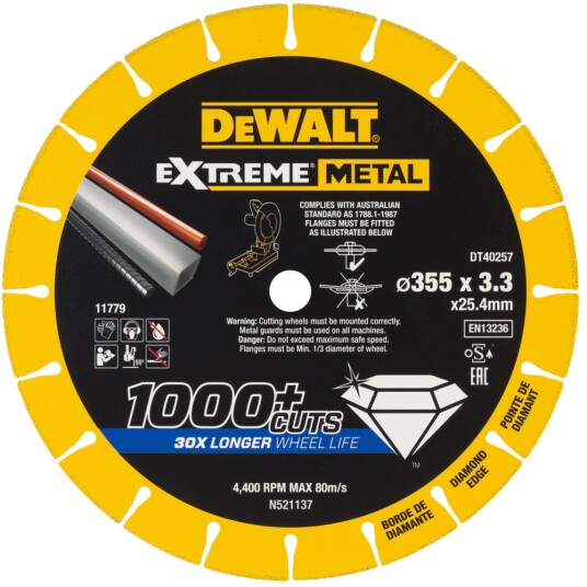 Dewalt Kappeskive metall 355x25,4x3,3mm u dt40257-qz Dewalt Kappeskive metall 355x25,4x3,3mm u dt40257-qz