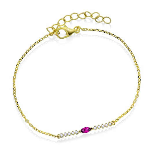 Pan Jewelry, Armbånd i forgylt 925 sølv med rosa zirkonia Pan Jewelry, Armbånd i forgylt 925 sølv med rosa zirkonia