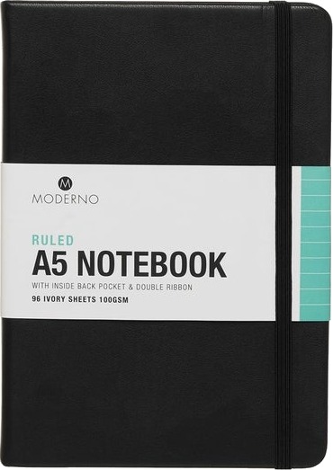 Notatbok Moderno Sort A5 Hard Linjer