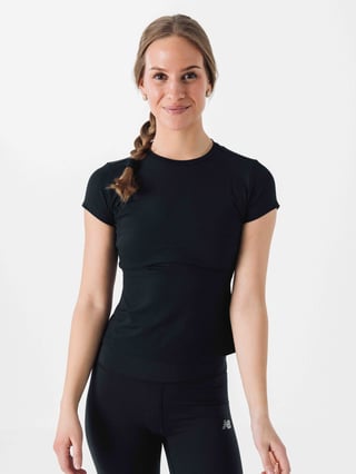 New Balance Ribbed Fitted T Shirt Sort S