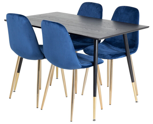 Venture Home Dipp Spisegruppe 120 cm Rund med 4 Polar Stoler Sort